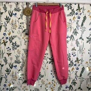 Figs Zamora Jogger Scrub Pants in Neon Pink Size Small Petite